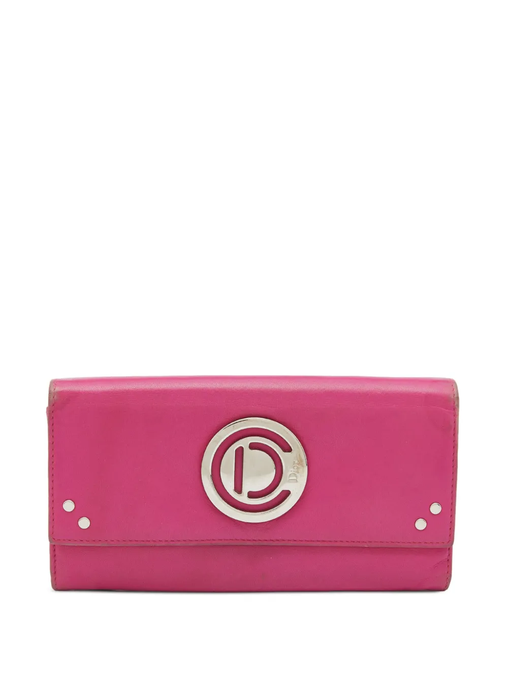Christian Dior Pre-Owned leather metal-logo continental wallet - Rosa