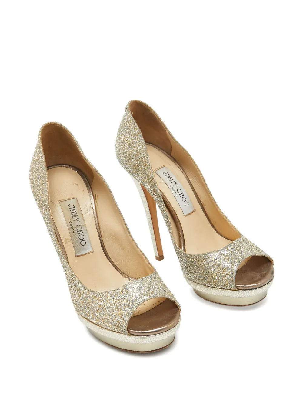 Jimmy Choo Pre-Owned 135 mm pumps met glitters en plateauzool - Goud