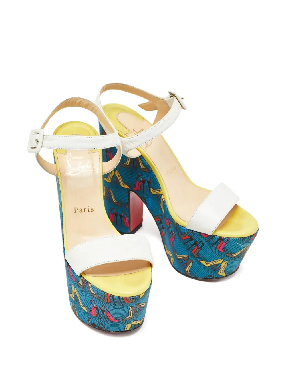 Christian Louboutin Pre-Owned 155 mm sandalen met plateauzool en patroon - Wit
