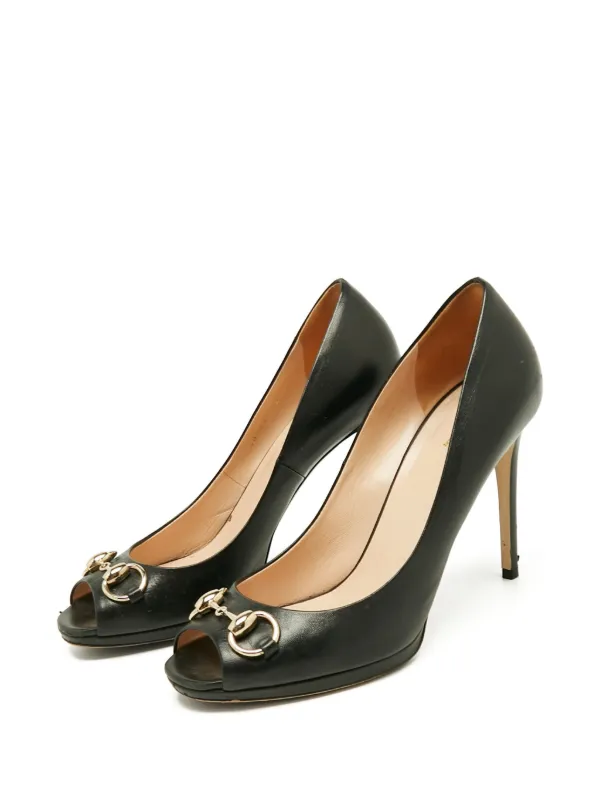 Gucci Pre-Owned 90mm Leather horsebit-detail peep-toe Pumps