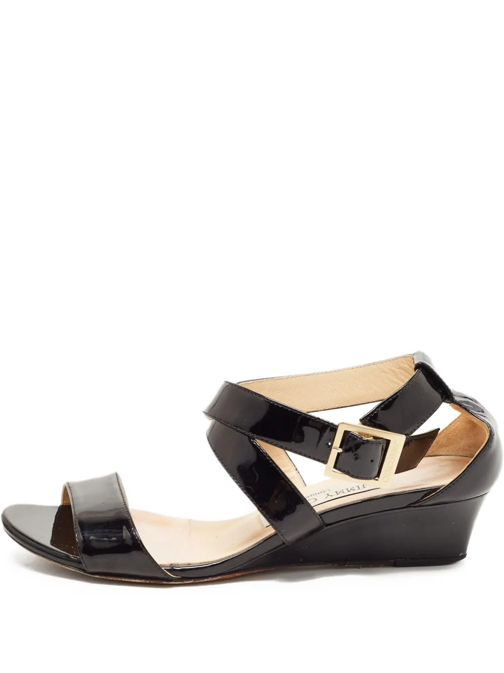 Jimmy Choo Pre-Owned 80mm leather wedge sandals | Black | Image 1