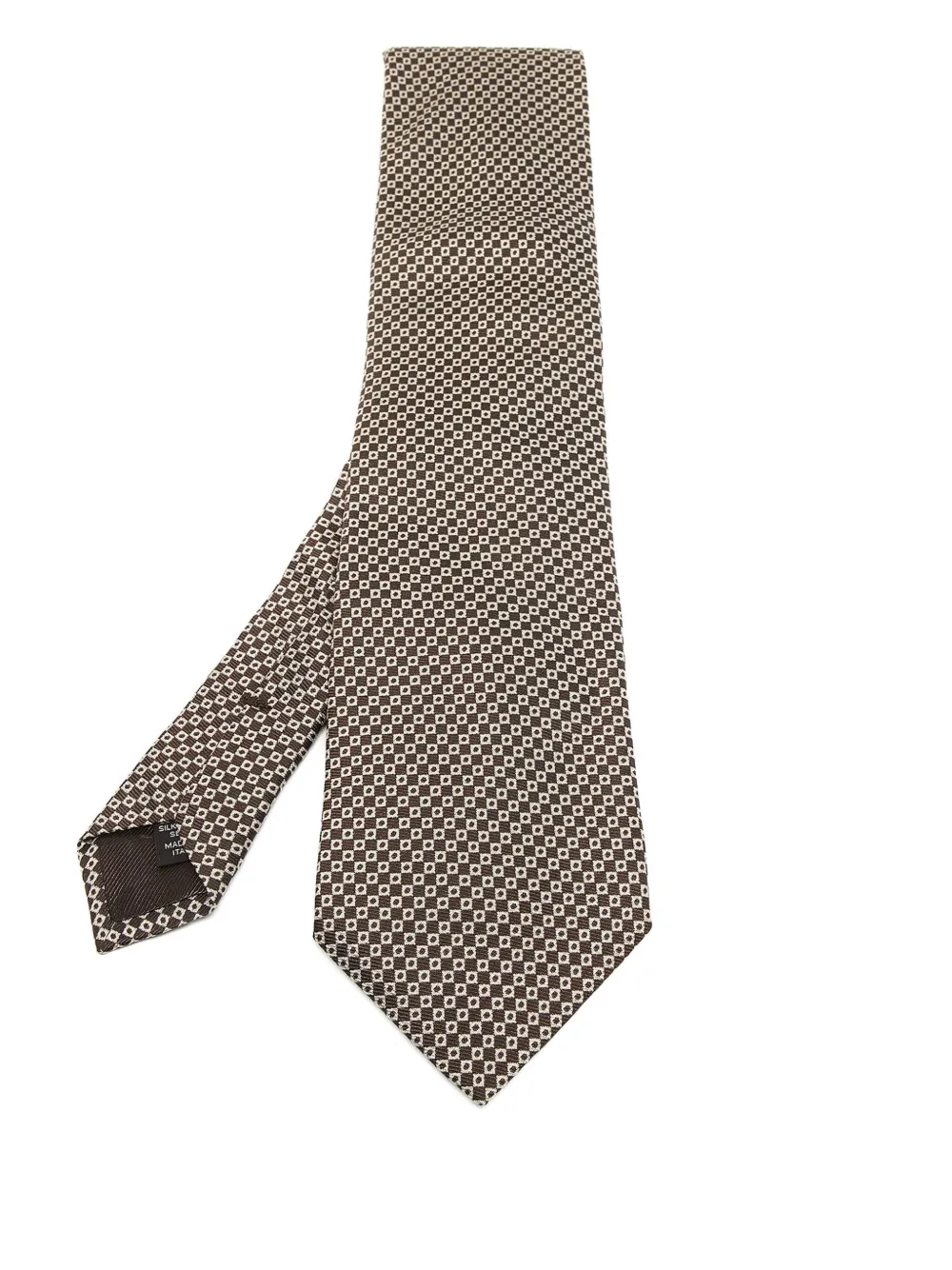 geometric-pattern silk tie