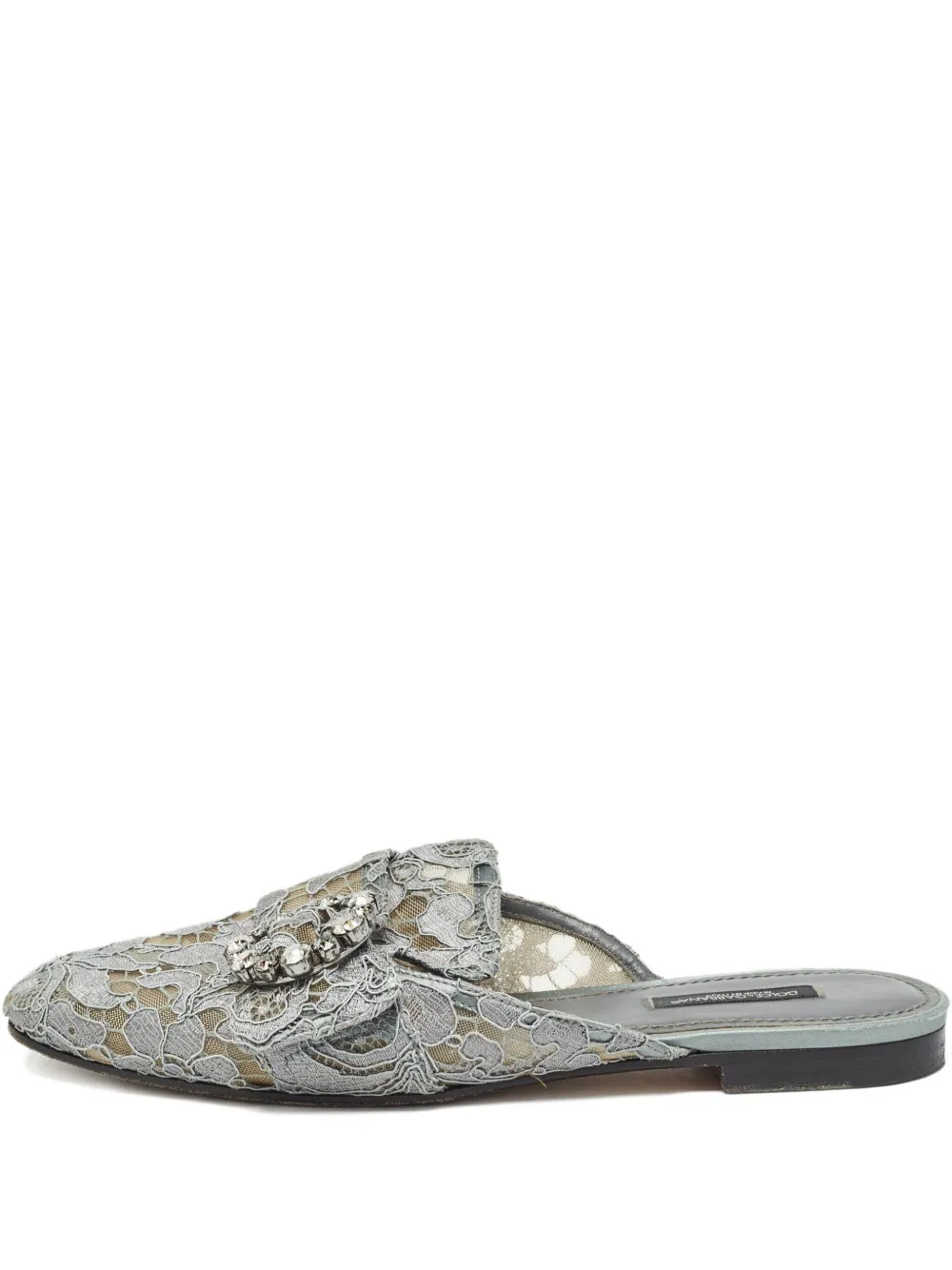 Dolce & Gabbana Pre-Owned crystal-embellished lace mules | Grey | Image 1