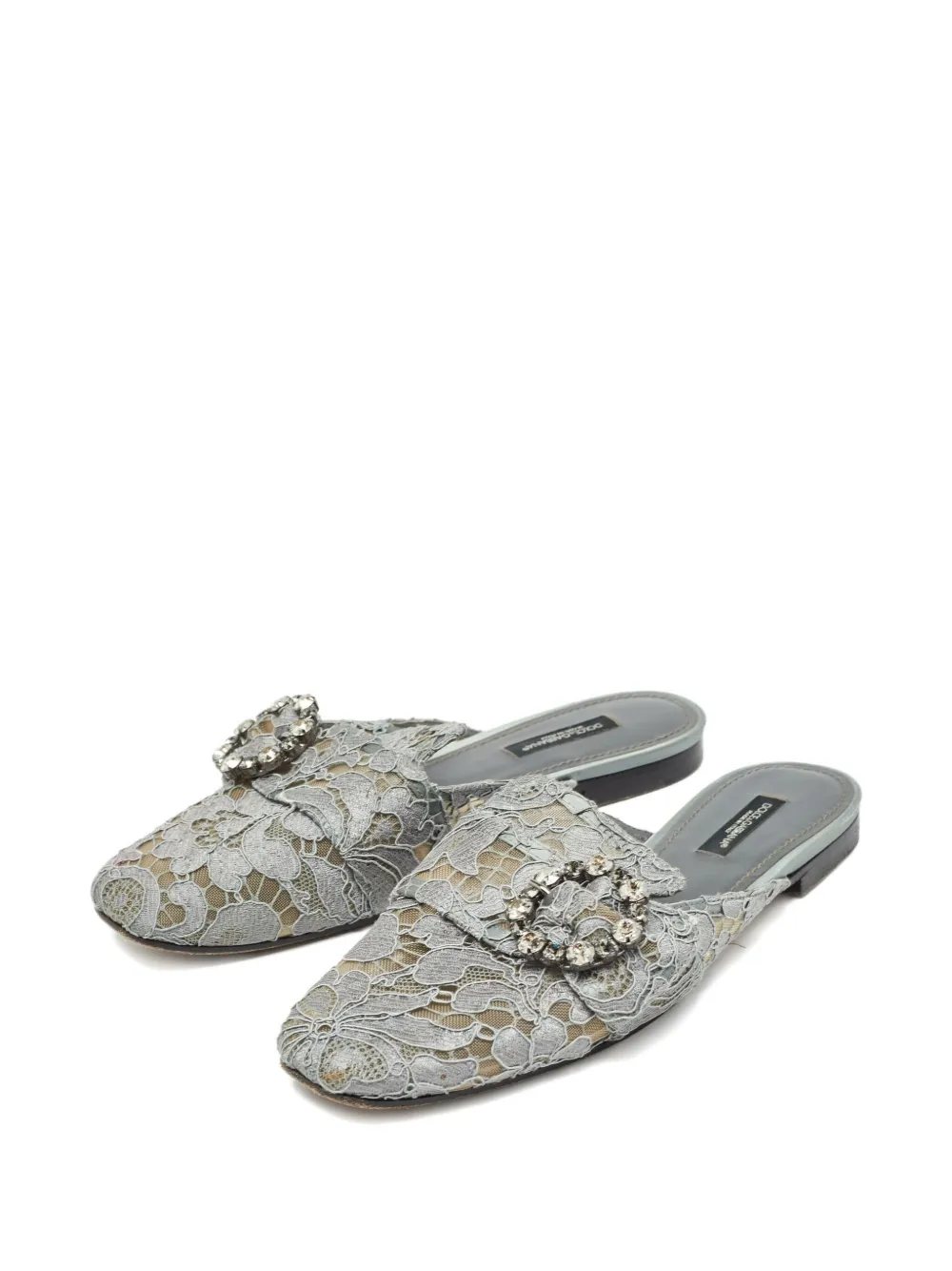 Dolce & Gabbana Pre-Owned crystal-embellished lace mules | Flat Mules | Image 2