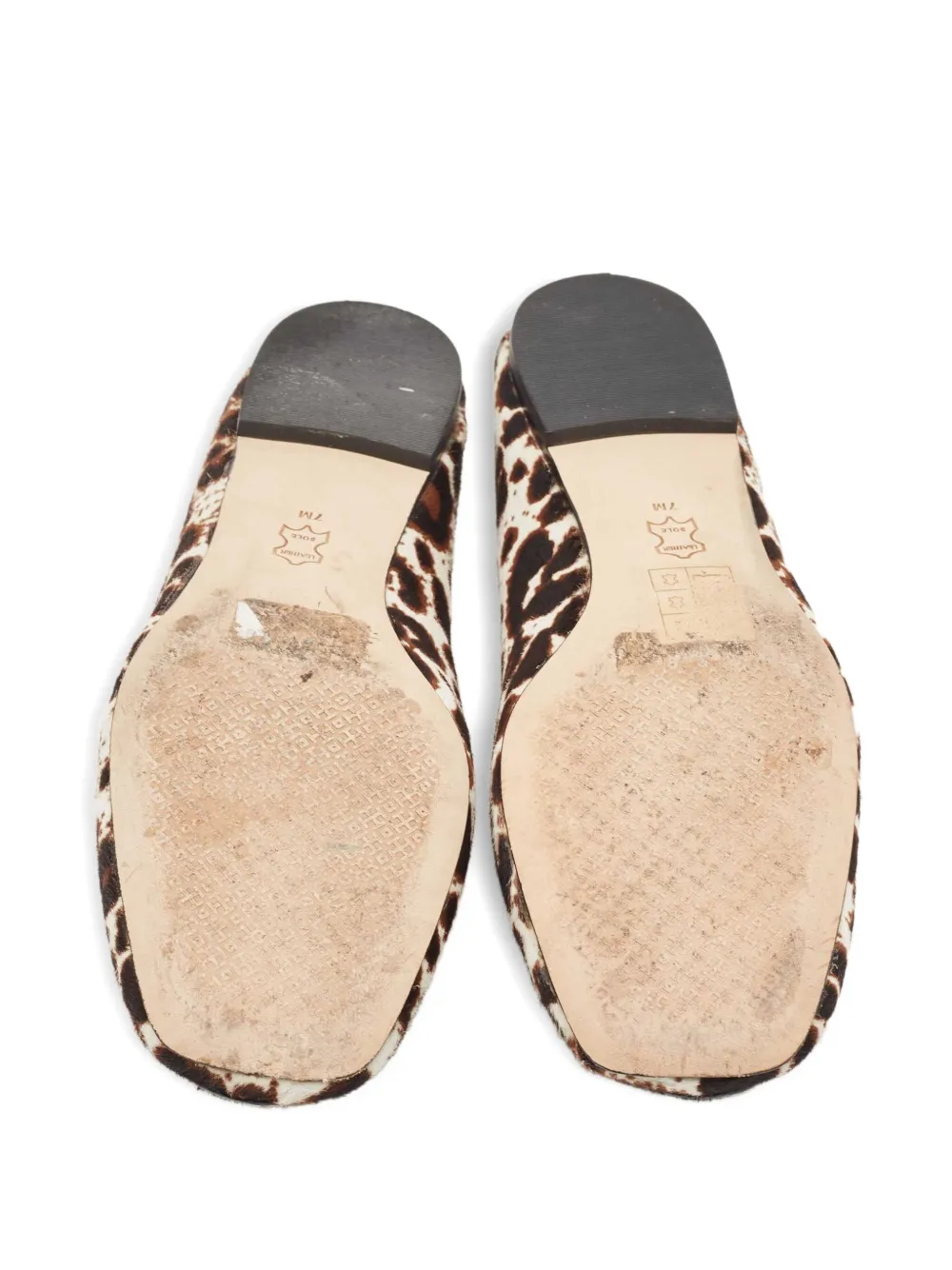 Pre-owned Tory Burch Leopard-print Leather Loafers In Brown