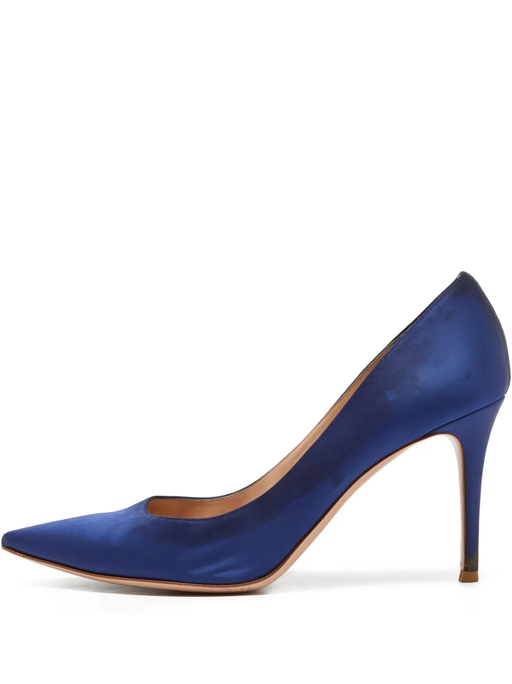 Gianvito Rossi 95mm satin pointed-toe pumps - Blau