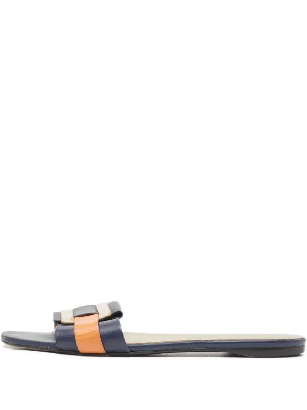 Roger Vivier Vintage colourblock-strap Flat Sandals Blue