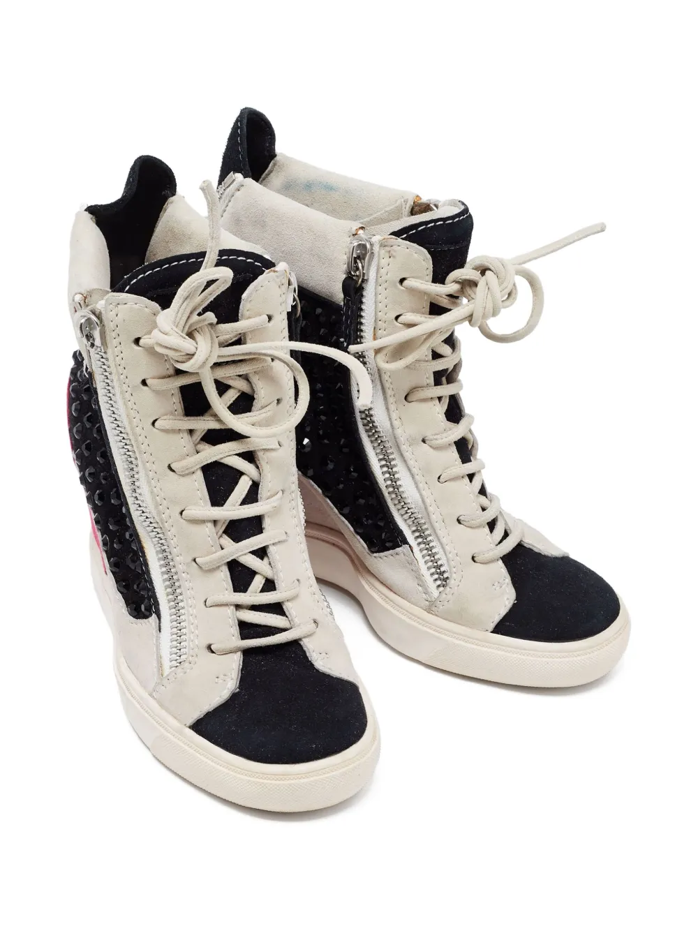 Giuseppe Zanotti Vintage 80 mm sneakers met sleehak en kristallen - Zwart