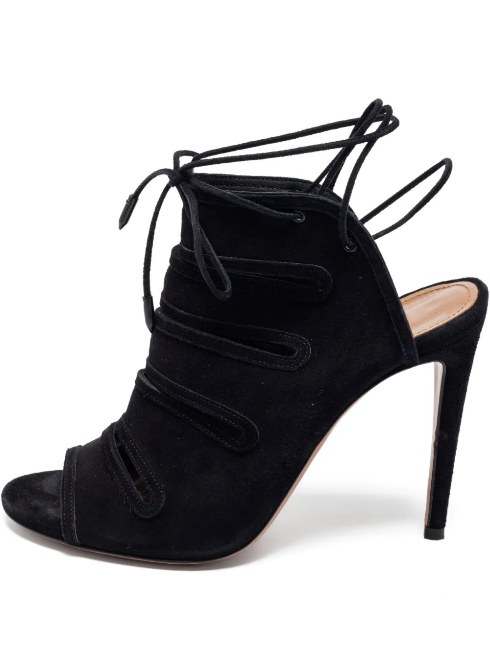 Aquazzura Pre-owned 110mm cut-out lace sandals - ブラック Aquazzura Pre-owned 110mm cut-out lace sandals - ブラック