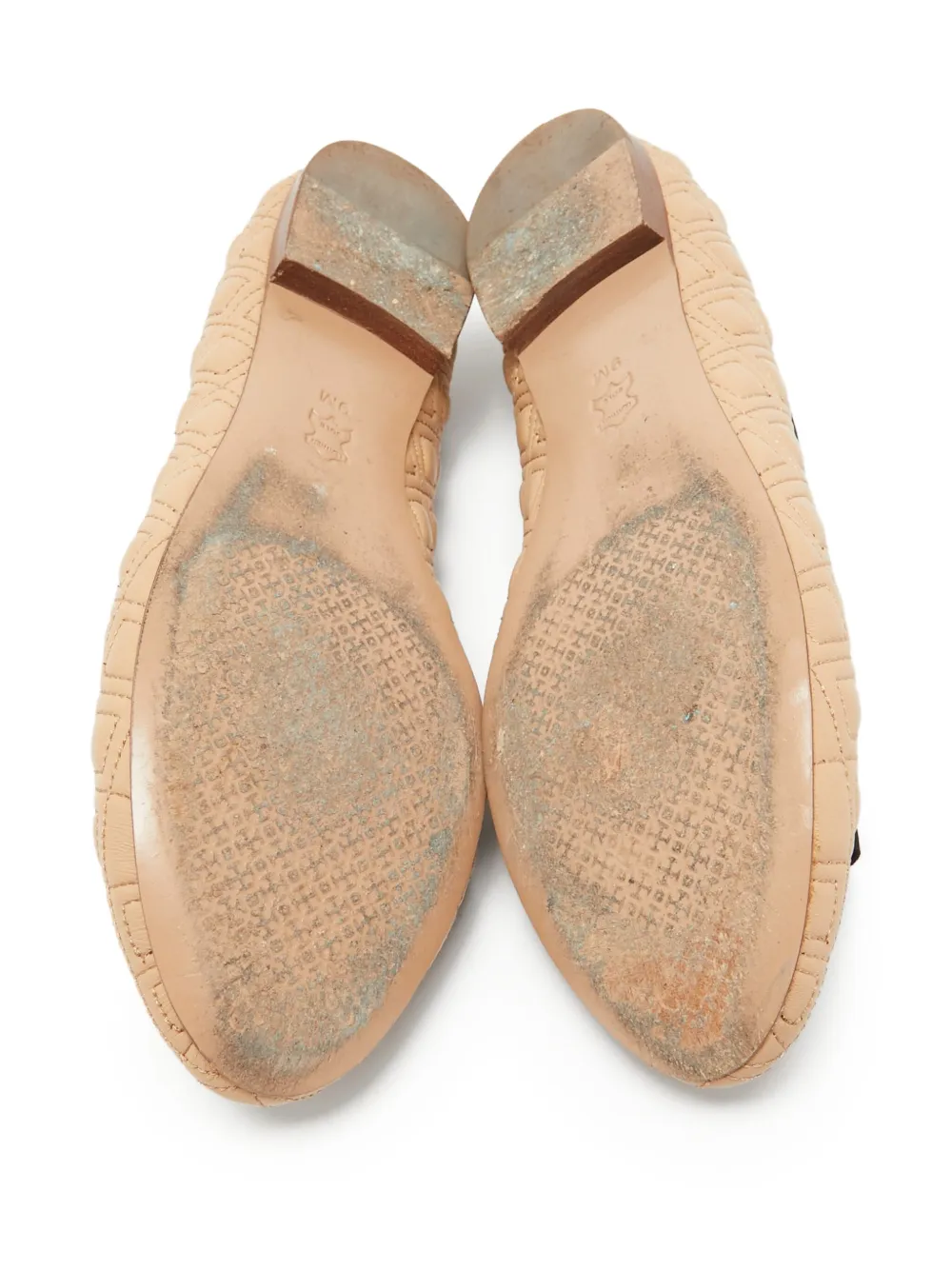 Pre-owned Tory Burch  Marion Ballet Flats In Neutral