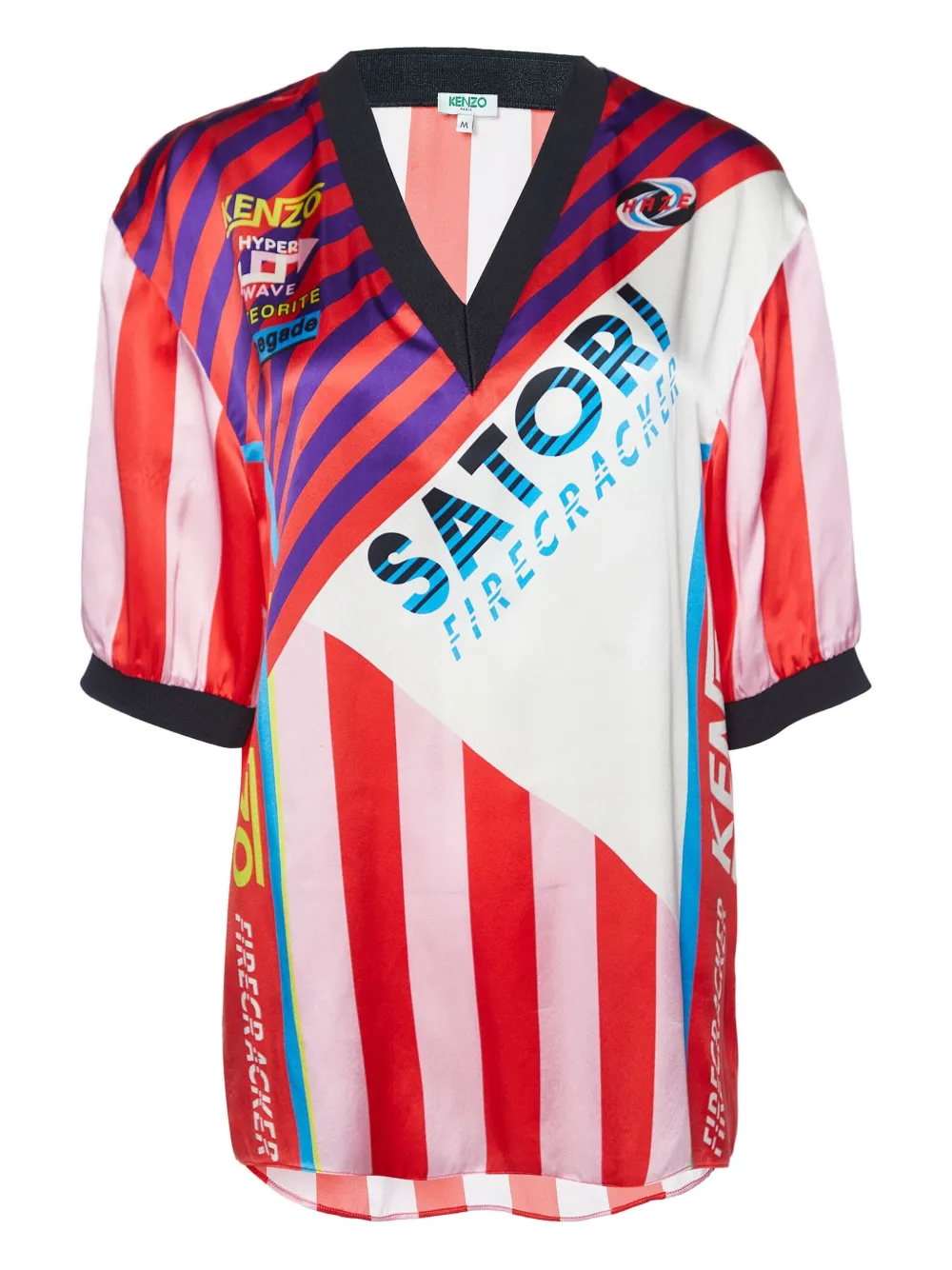 Kenzo Pre-Owned striped-print silk top | Red | Image 1