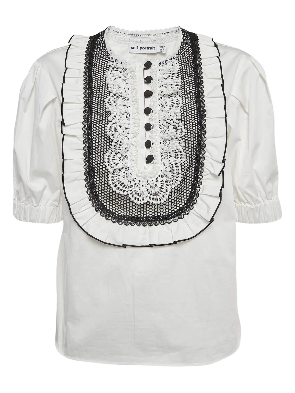 Self-Portrait pre-owned ruffled-bib blouse | White | Image 1