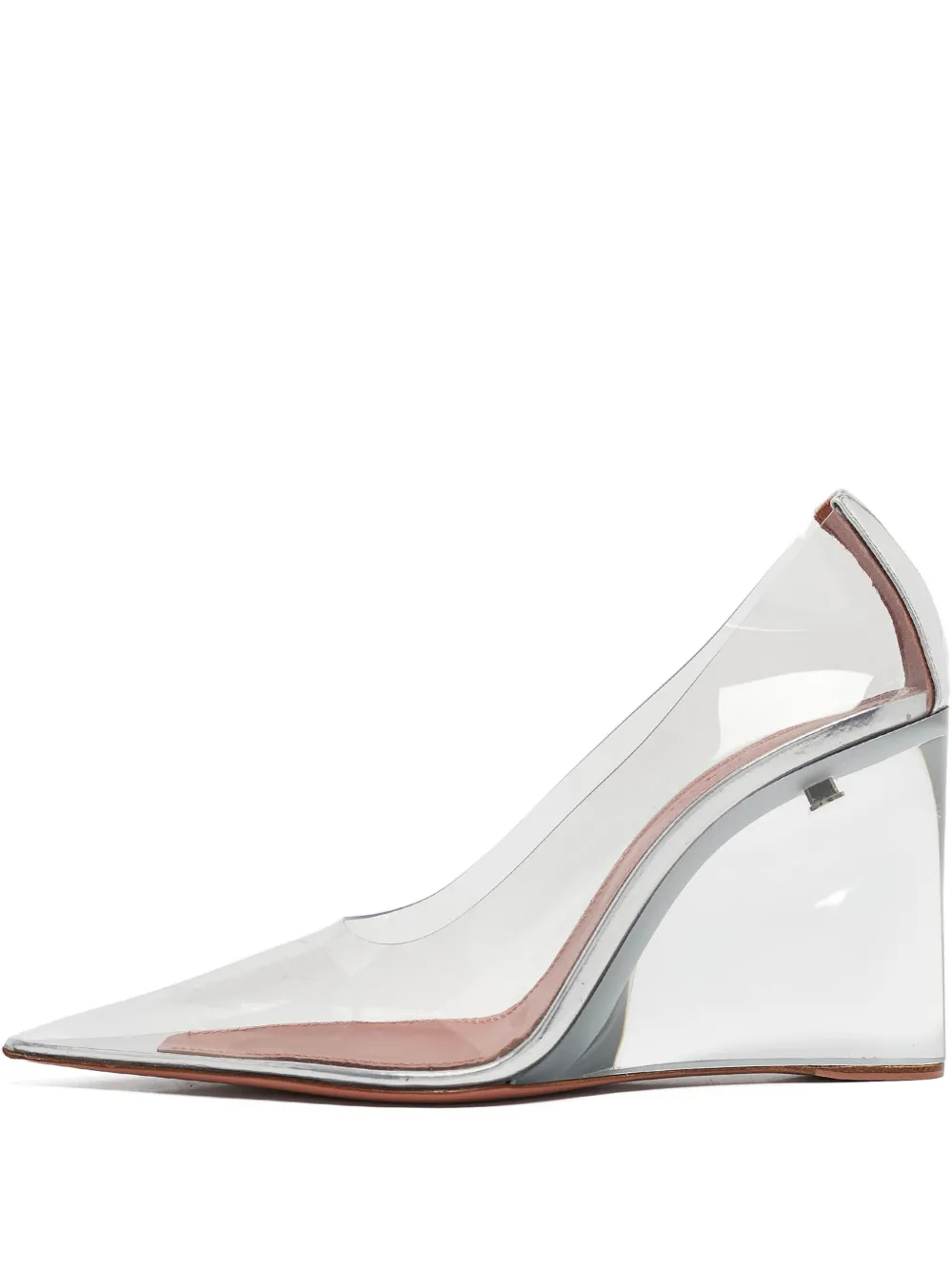 Amina Muaddi pre-owned 95mm Lupita transparent wedge pumps | Neutrals | Image 1
