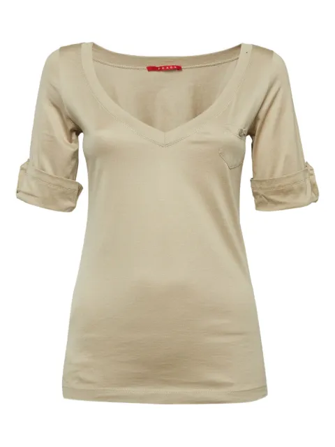 Prada Pre-Owned cotton v-neck top