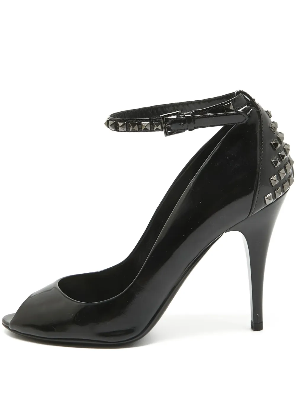 100mm studded peep-toe pumps
