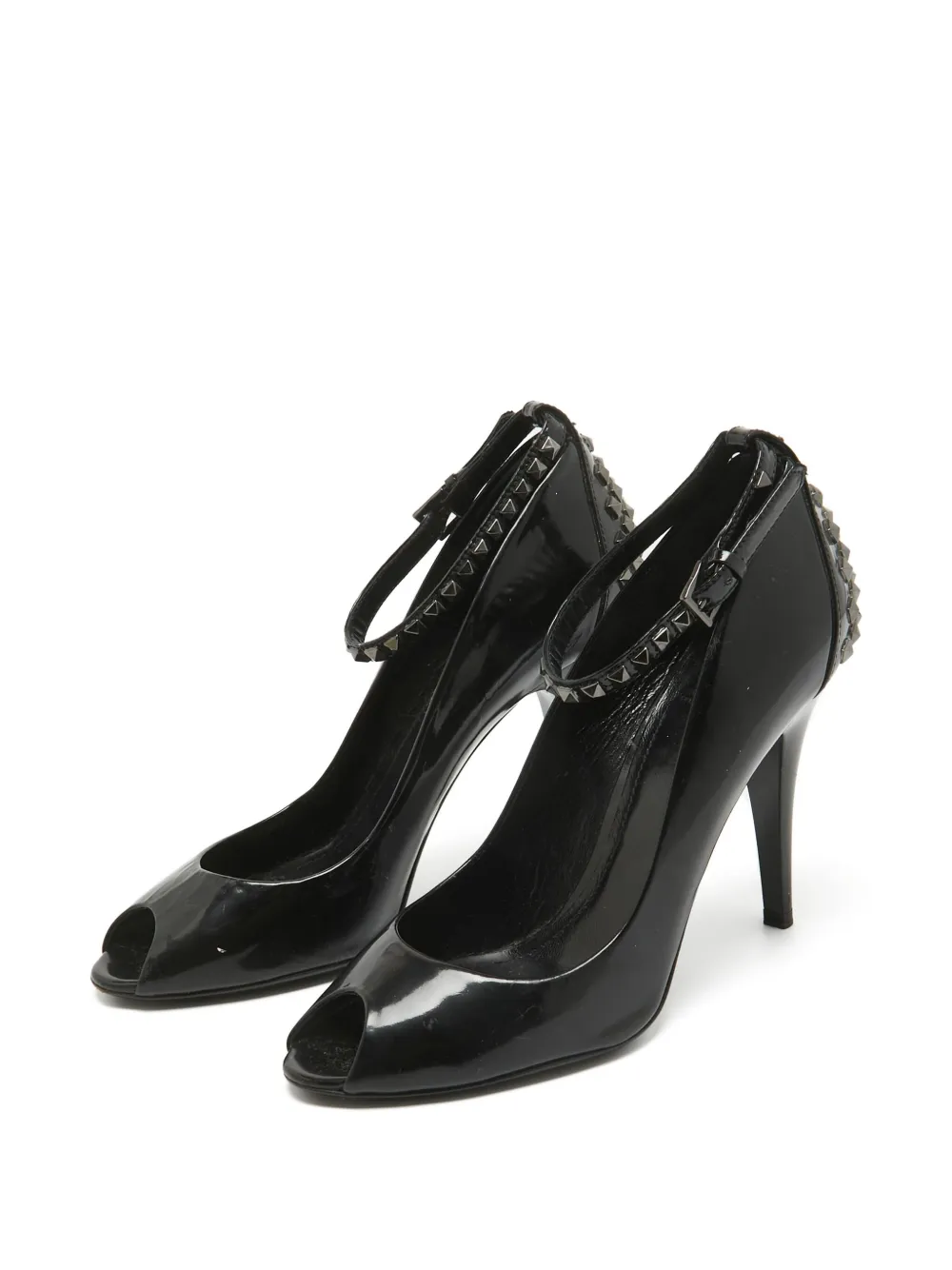 Burberry Pre-Owned 100 mm pumps met open neus en studs - Zwart