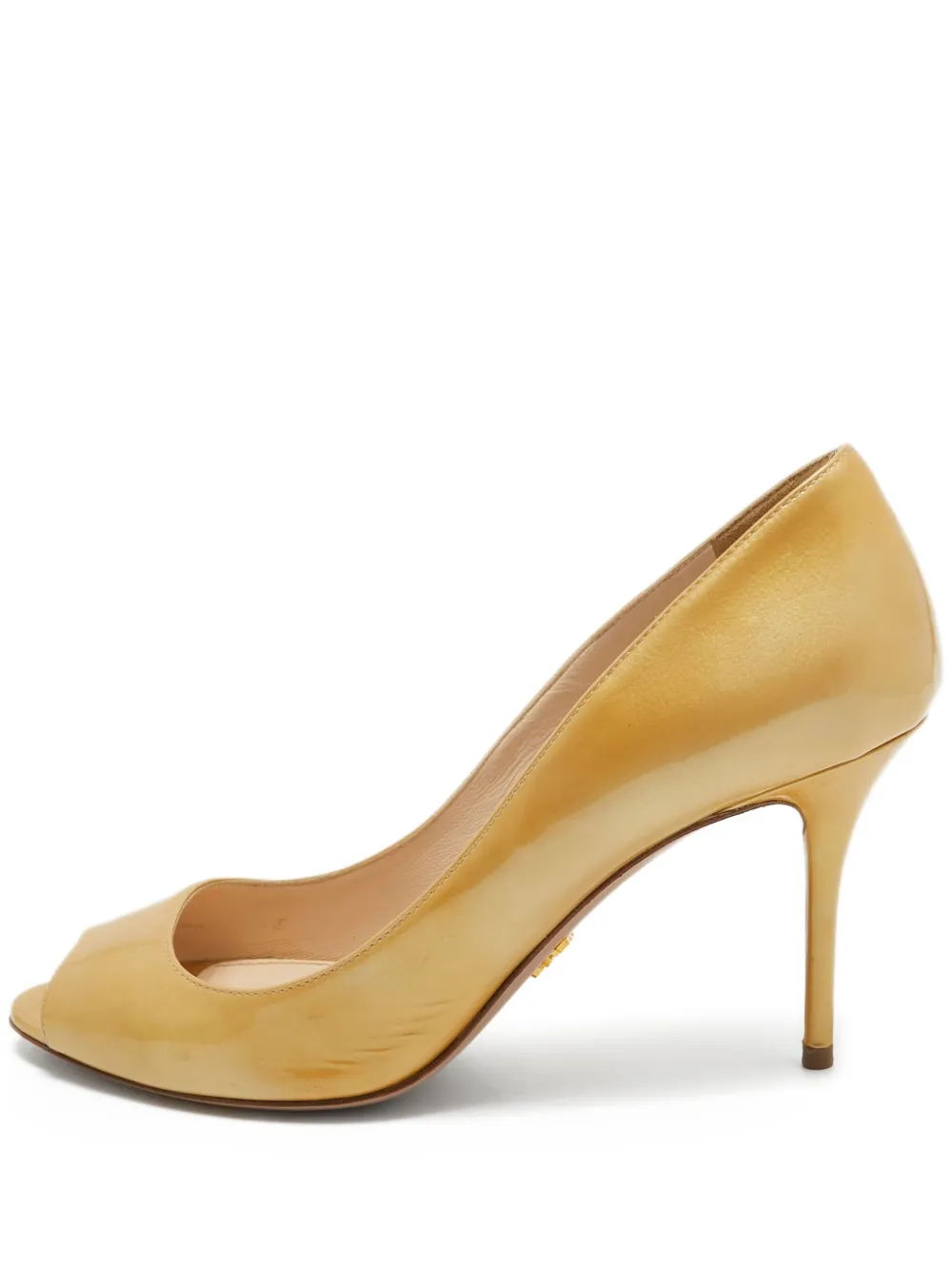 Prada Pre-Owned 90mm patent pumps | Gold | Image 1