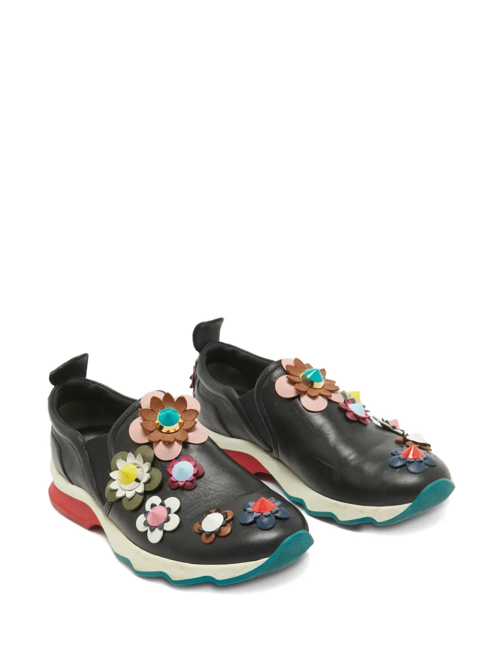 Fendi Pre-Owned 花卉贴花皮质运动鞋（典藏款） | Image 2