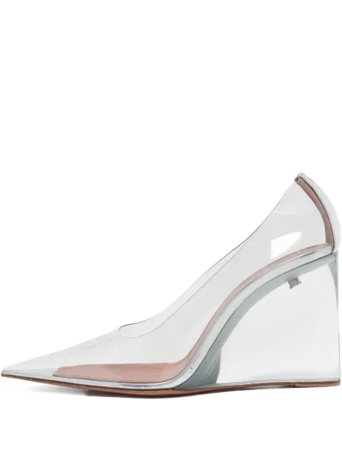 Amina Muaddi 100mm clear wedge pumps