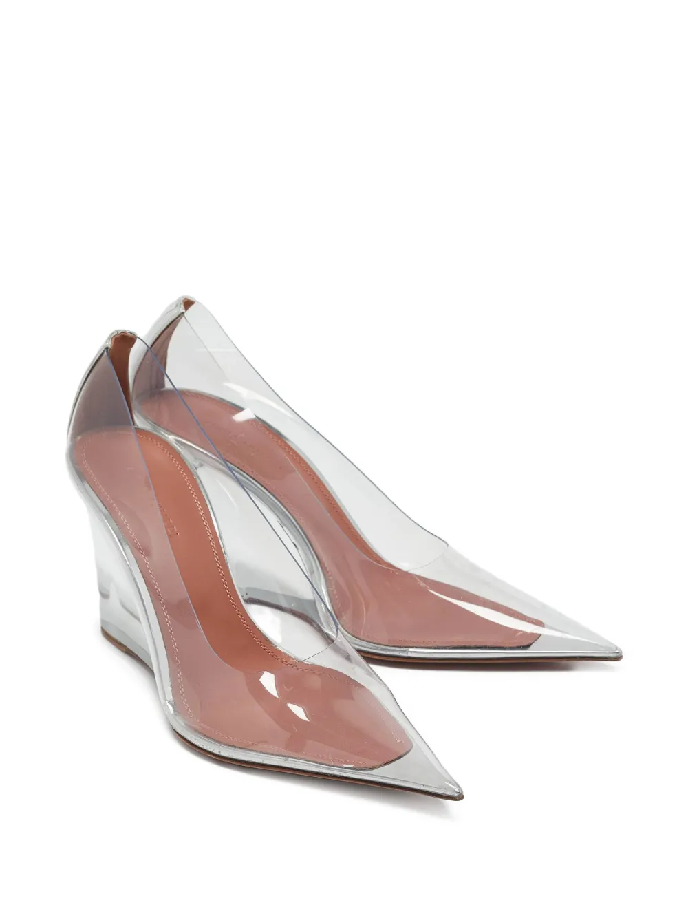 Amina Muaddi 100mm clear wedge pumps | Image 2