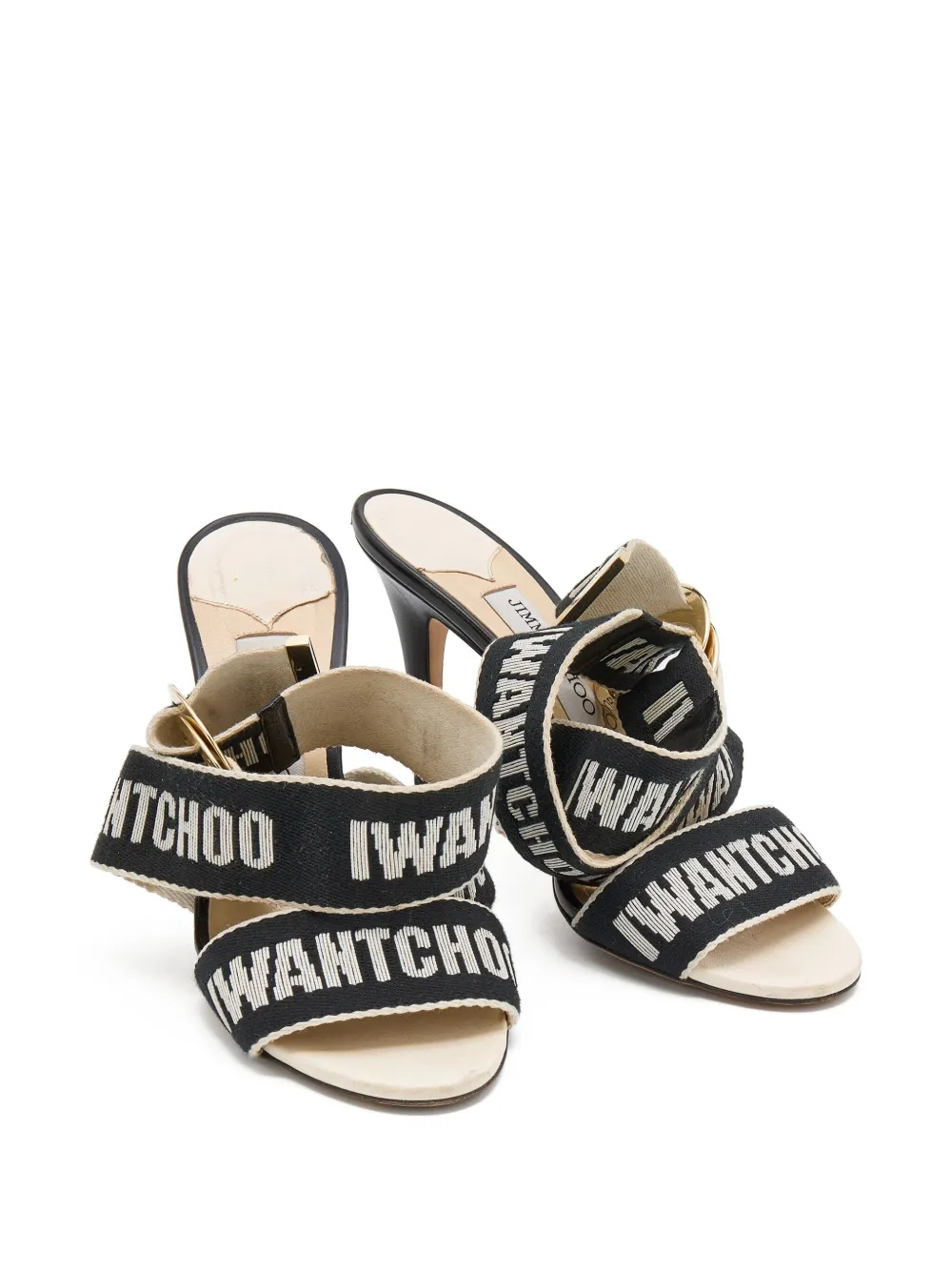 Jimmy Choo Pre-Owned 100mm logo-jacquard sandals | Image 2
