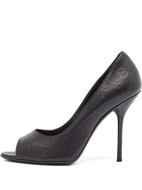 Gucci Pre-Owned 120mm leather-embossed peep-toe pumps