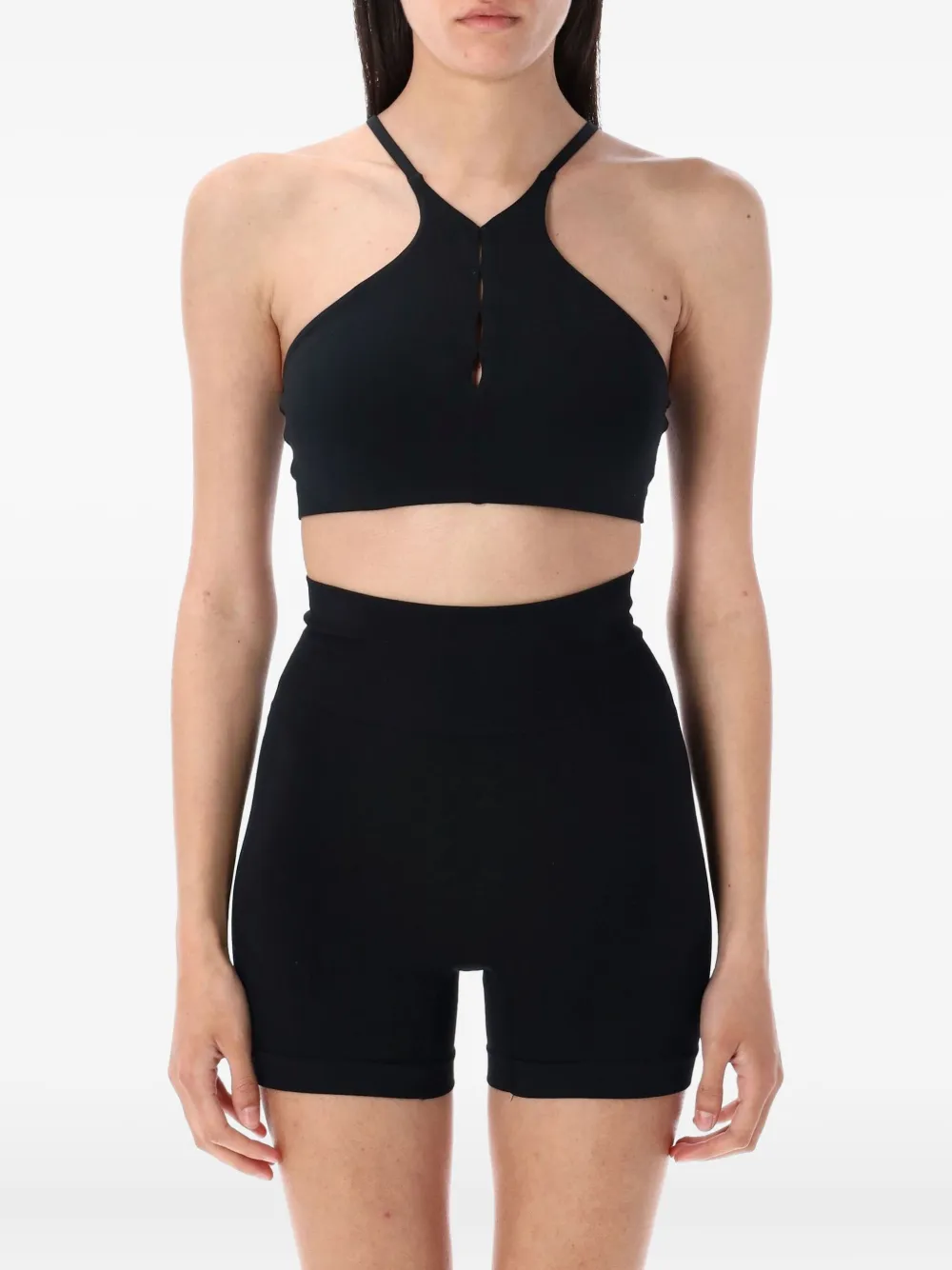 Nike logo cropped top Zwart