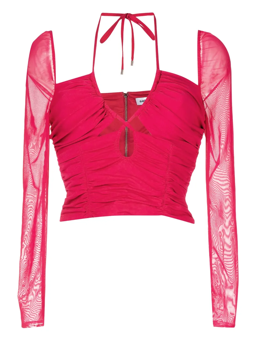 Self-Portrait top corto con cuello halter | rosado | Image 1