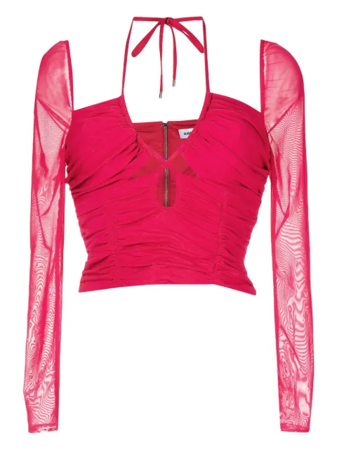 Self-Portrait halterneck cropped top