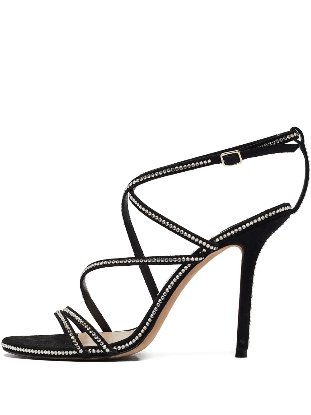 Jimmy Choo Pre-Owned 105mm crystal-embellished suede sandals | Black | Image 1