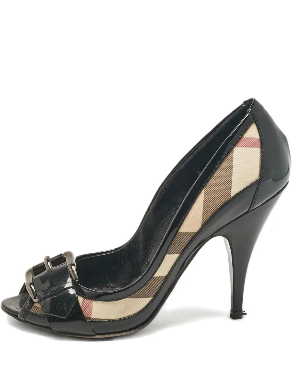 100mm patent-leather buckle-detail pumps