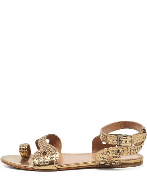 Alaïa Pre-Owned صندل ميتاليك بنعل مسطح