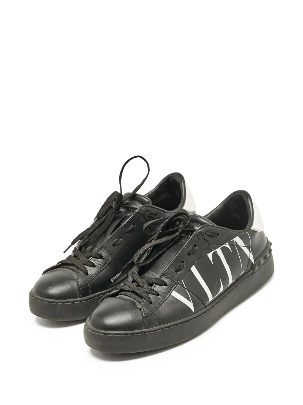 Valentino Garavani Pre-Owned Leren sneakers met logoprint - Zwart