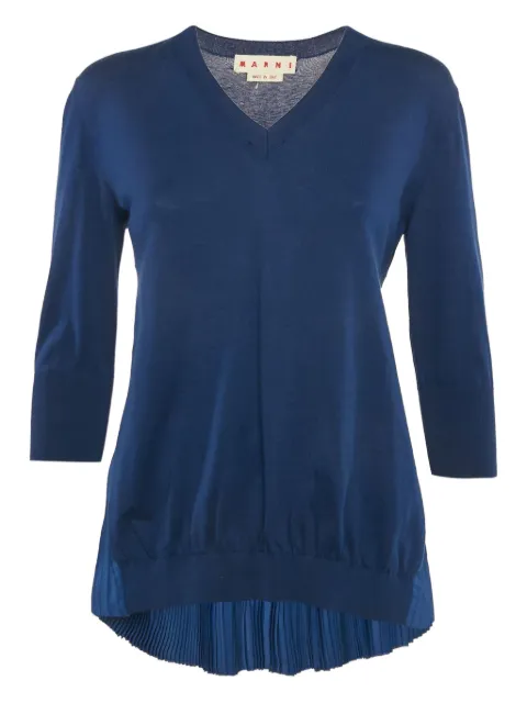 Marni Pre-Owned pleated hem v-neck top