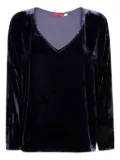 Bianco Levrin velvet v-neck top - Purple