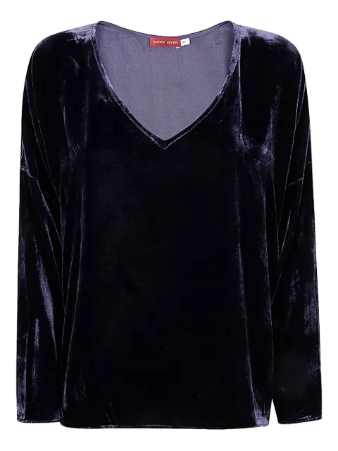 Bianco Levrin velvet v-neck top