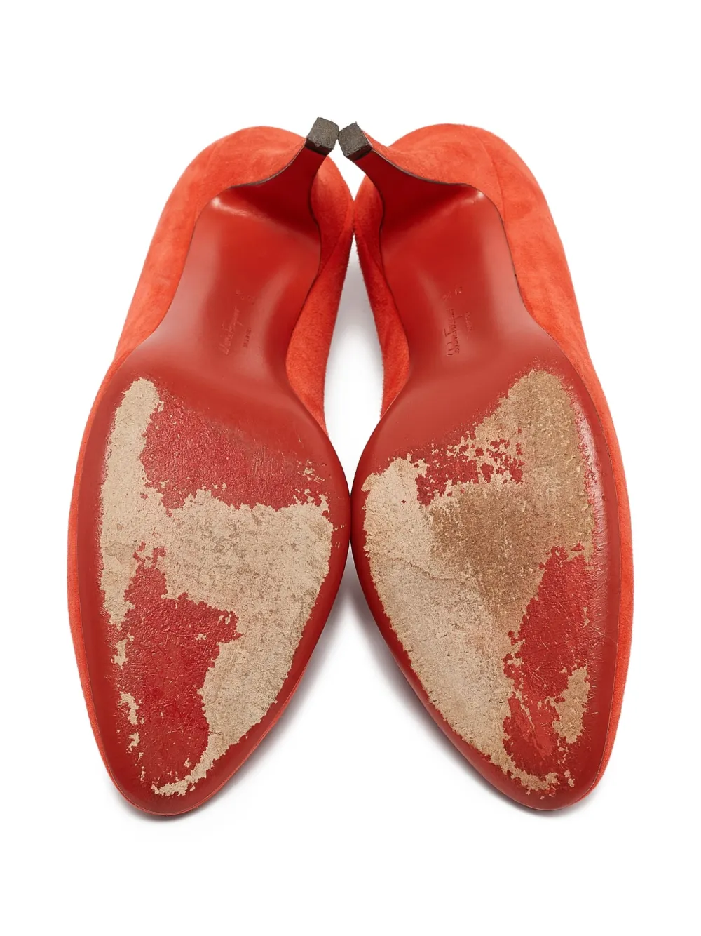 Pre-owned Ferragamo Suede Pumps In Orange