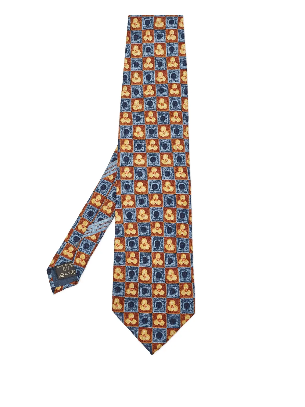 floral-print checked tie