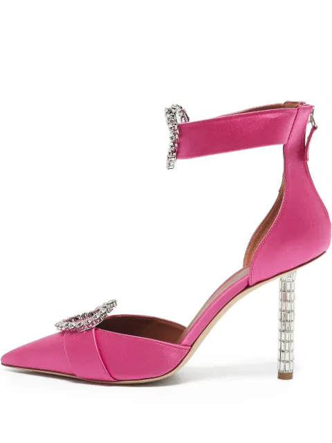 Malone Souliers satin embellished pointed-toe heels