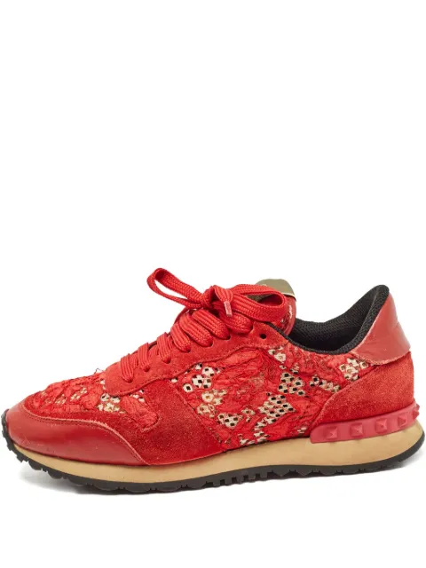 Valentino Garavani Pre-Owned lace-panelled sneakers