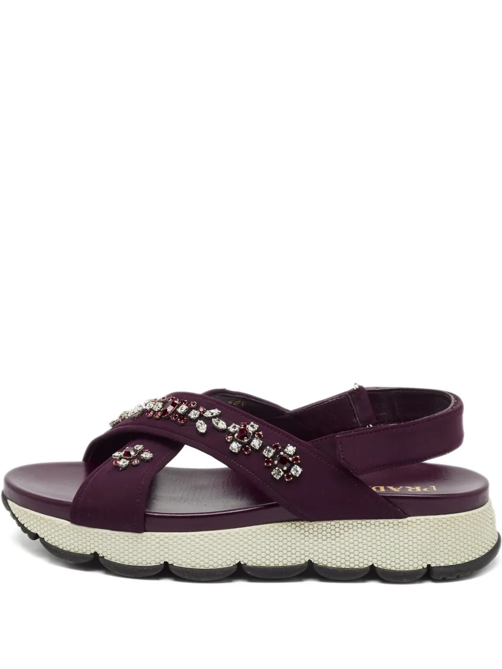 Pre-owned Prada Cross-strap Crystal-embellished Sandals