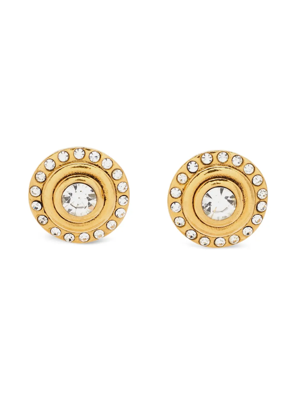 CHANEL Pre-Owned crystal-embellished clip on earrings - ゴールドトーン CHANEL Pre-Owned crystal-embellished clip on earrings - ゴールドトーン