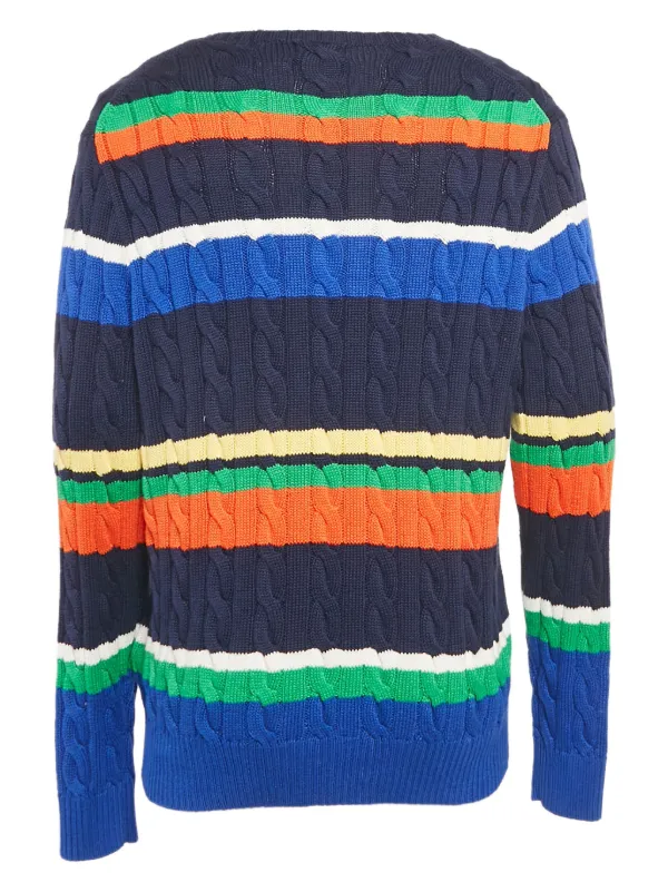 Polo Ralph Lauren Vintage cable-knit Striped Sweater Blue FARFETCH PH