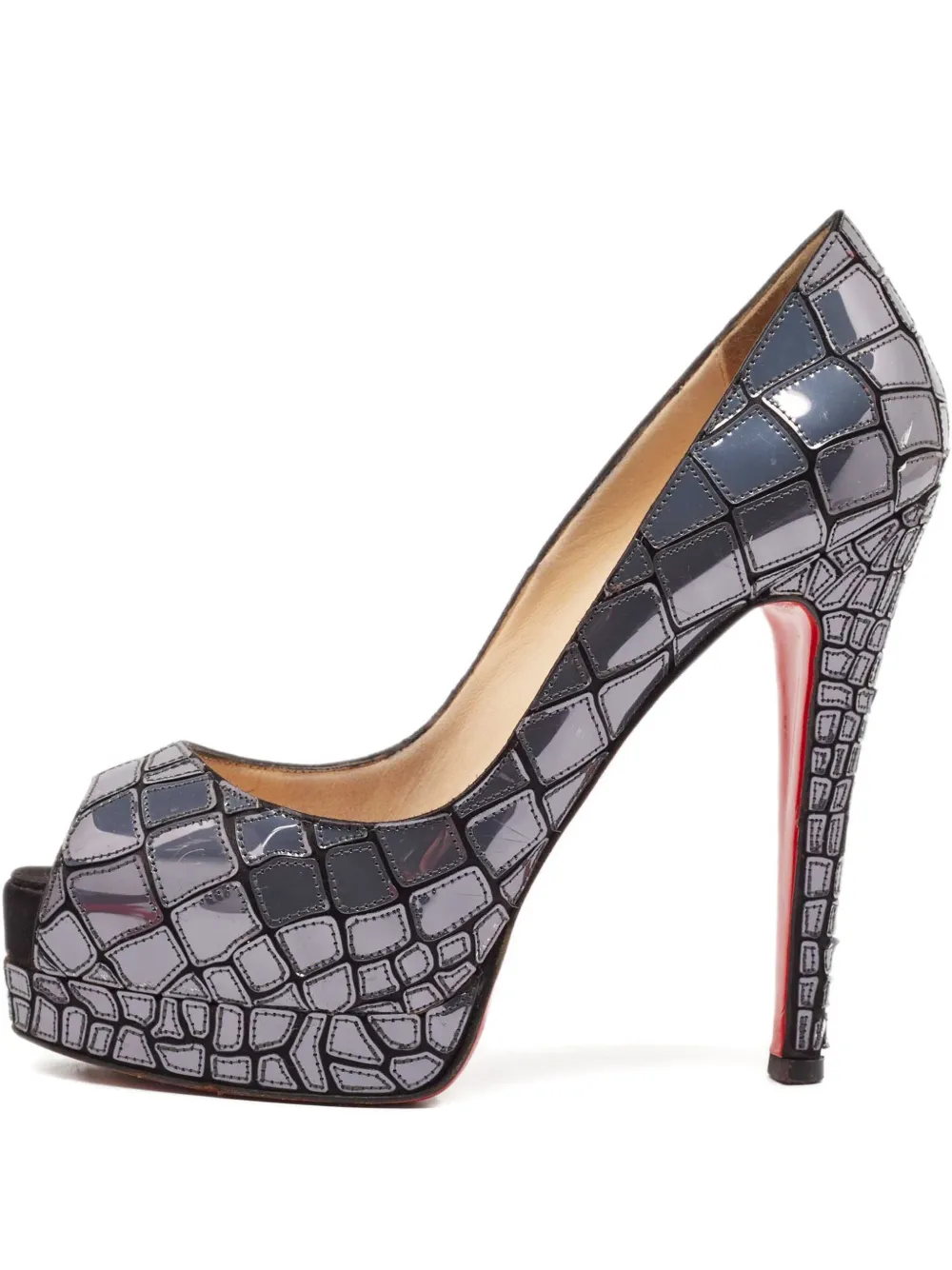 Christian Louboutin Pre-Owned Mosaic Sobek 135mm パンプス - グレー Christian Louboutin Pre-Owned Mosaic Sobek 135mm パンプス - グレー