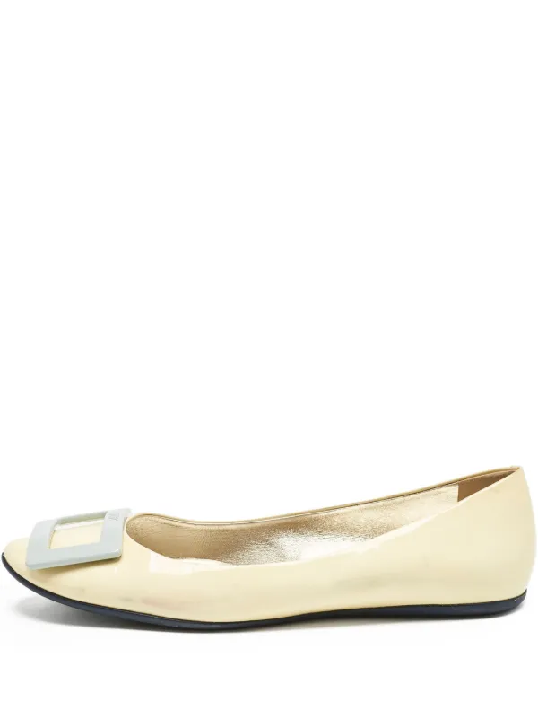 Roger Vivier Vintage Trompette buckle-detail Ballet Flats Yellow  FARFETCH PH