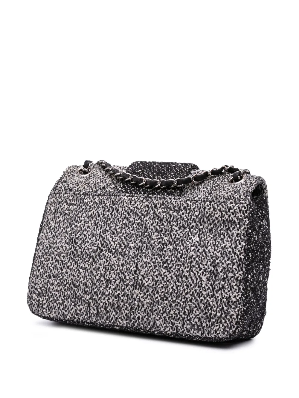 Pre-owned Chanel 2015-2016 Tweed And Sequin Elementary Chic Flap Shoulder Bag