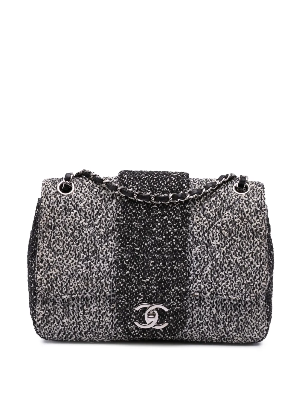 CHANEL Pre-Owned 2015-2016 Tweed and Sequin Elementary Chic Flap shoulder bag | Black | Image 1
