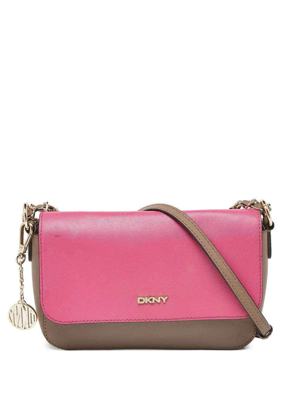 DKNY Vintage Zweifarbige Bryant Park Schultertasche - Nude