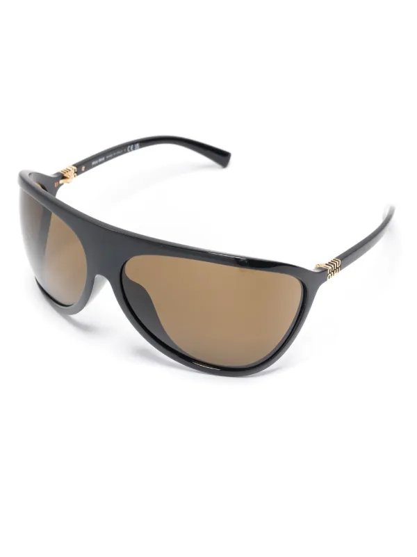 Miu Miu Eyewear shield-frame Sunglasses | Black | FARFETCH PL
