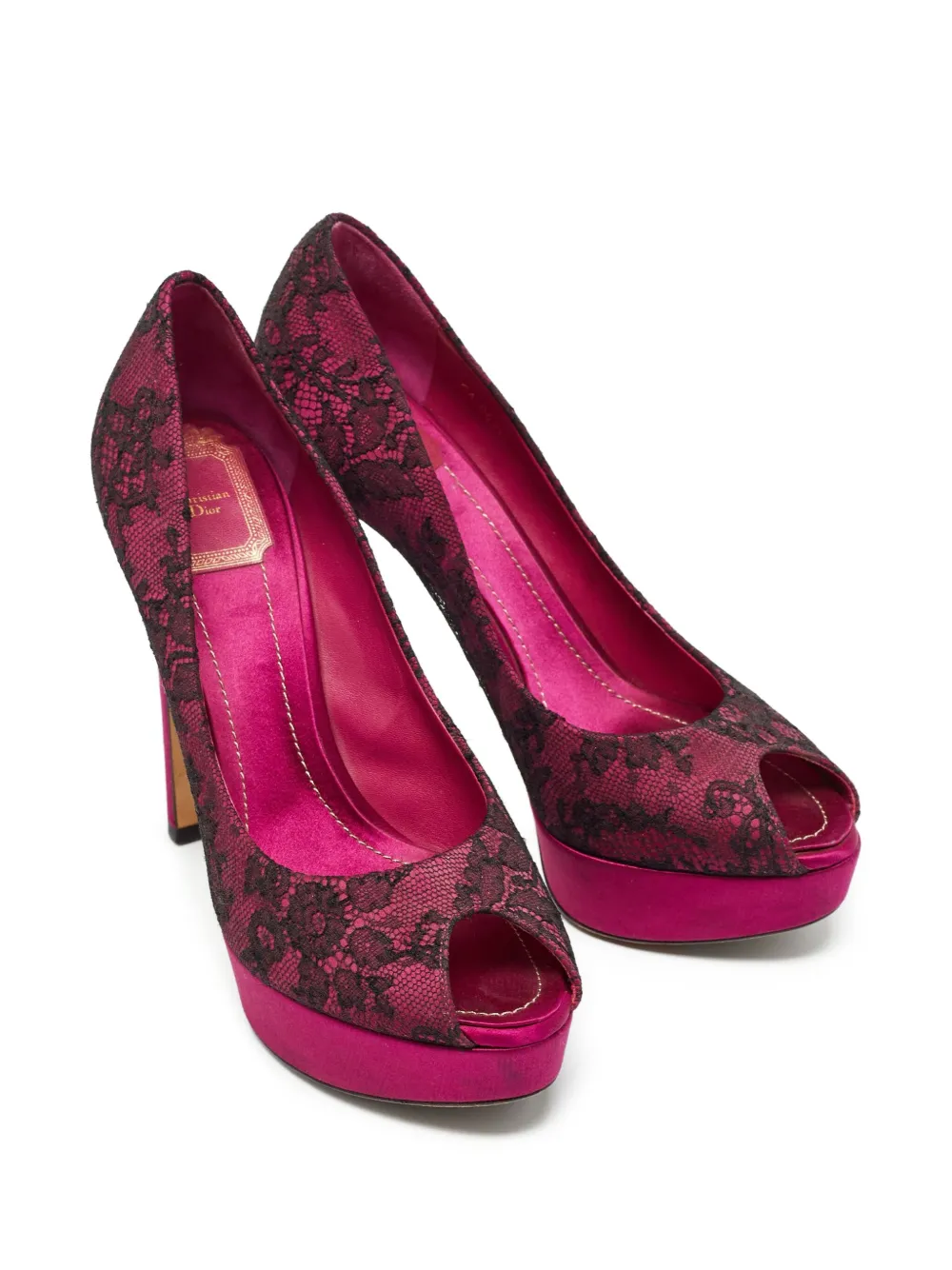 Christian Dior Pre-Owned 135 mm satijnen pumps met hak - Paars